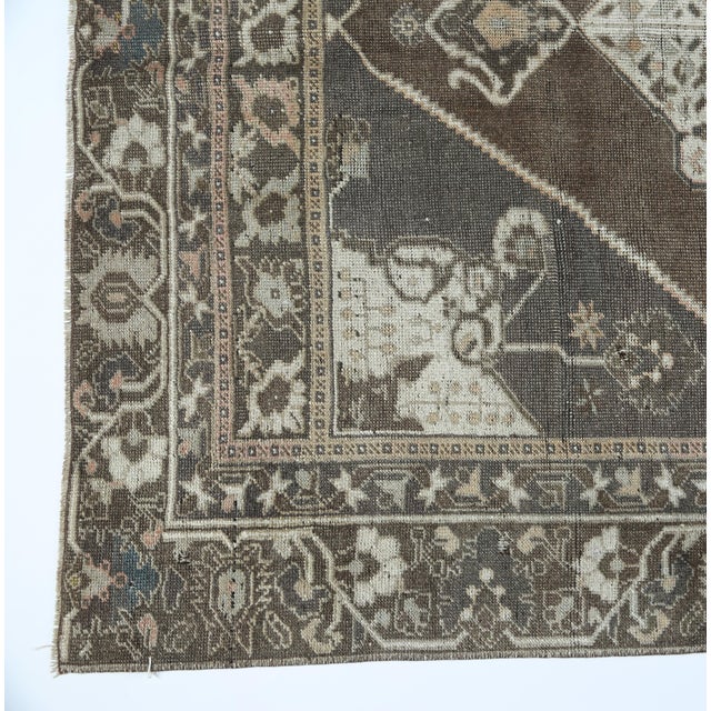 Vintage Turkish Area Rug – Wool on Wool in Earthy Brown & Ivory Tones -5' 1'' X 8' 5'' For Sale - Image 15 of 15