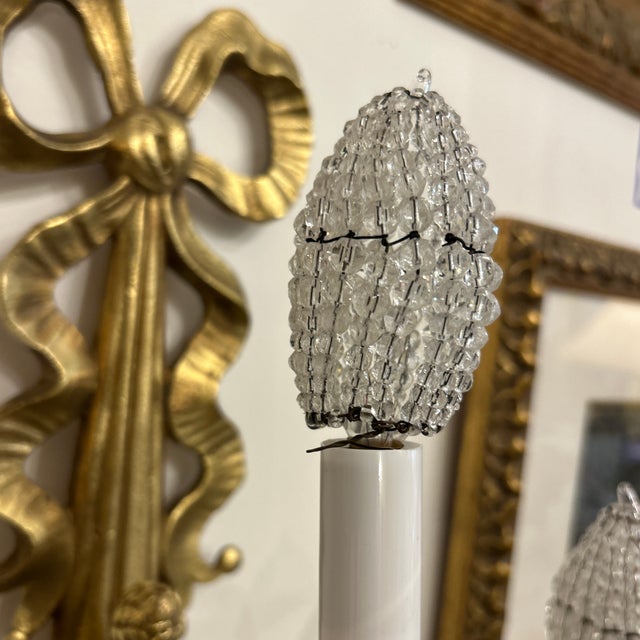 Brass Finish Metal Ribbon and Tassel 3 Arm Wall Sconce With Glass For Sale In Miami - Image 6 of 10