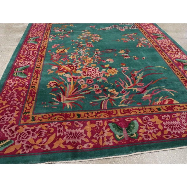 Galerie Shabab Collection Mid-20th Century Chinese Art Deco Small Room Size Carpet For Sale In New York - Image 6 of 8