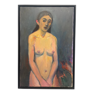 Vintage Oil Painting – Female Nude Portrait