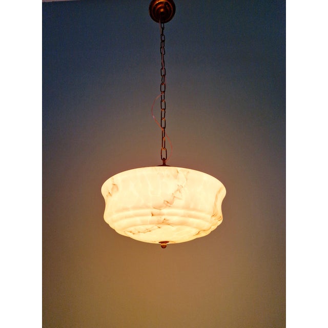 Art Deco Pendant Light in Marbled Opaline Glass, 1920s For Sale - Image 4 of 16
