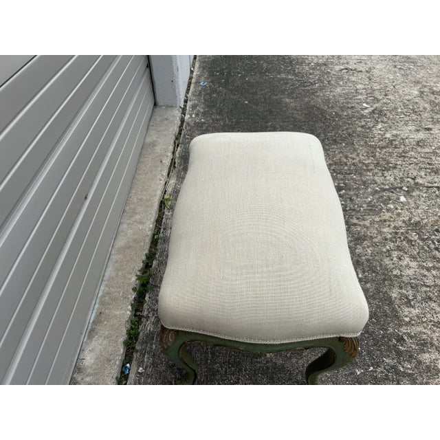 Italian Louis XV Style Painted and Gilt Bench For Sale - Image 4 of 10