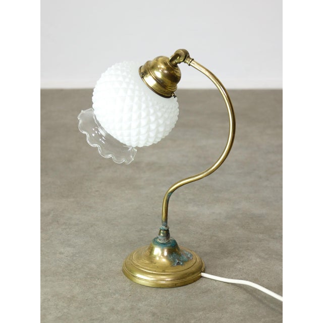 Goldenrod Mid-Century Italian Table Lamp in Brass and Etched Glass For Sale - Image 8 of 12