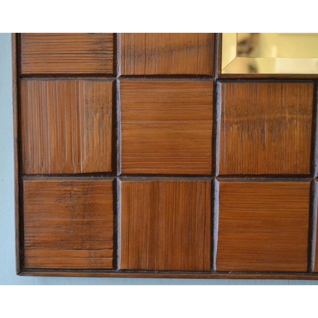 Wood Italian Square Mirrors in Hand Carved Wood Relief, 1960s, Set of 2 For Sale - Image 7 of 14