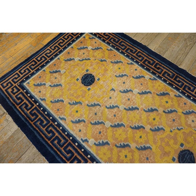 Textile 19th Century Yellow Antique Chinese Peking Ningxia Hand Knotted Rug 2'9" X 4'8" For Sale - Image 7 of 8
