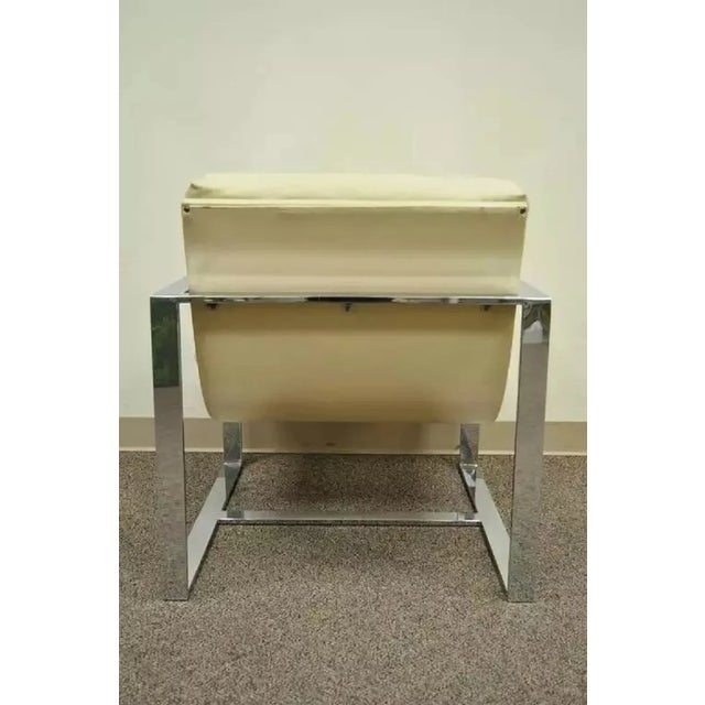 Late 20th Century Mid Century Modern Milo Baughman Style Chrome Flat Bar Scoop Lounge Club Chair For Sale - Image 4 of 10