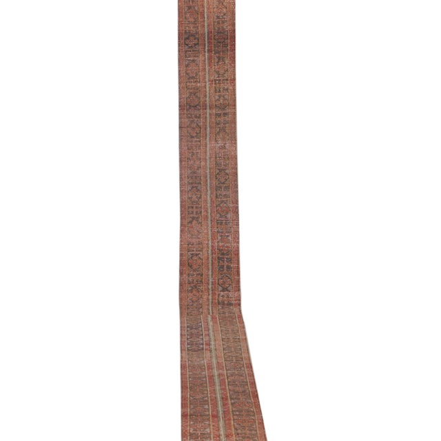 1960s Distressed Extra Long Turkish Runner Rug - Stair Rug 1'8'' X 22'5'' 22" x 270" / 56 x 686 Cm Hand woven with high...