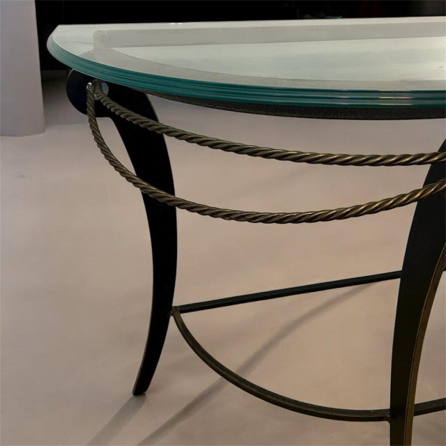 1990s Vintage Rope Twist Glass & Metal Console Table For Sale - Image 5 of 10