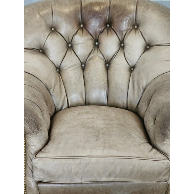 Hancock & Moore Hancock & Moore Tufted Tan Leather Club Chair Arm Chair W Match Ottoman For Sale - Image 4 of 11