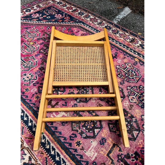 Wood Mid 20th Century Cane Italian Folding Chair For Sale - Image 7 of 7