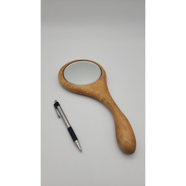 Wood Late 20th Century Craft Studio Maple Hand Mirror For Sale - Image 7 of 7