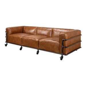 British Industrial Leather Sofa
