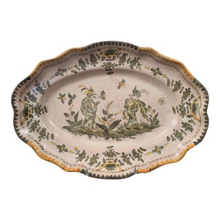 18th Century French Hand Painted Ceramic Wall Platter From Moustiers For Sale