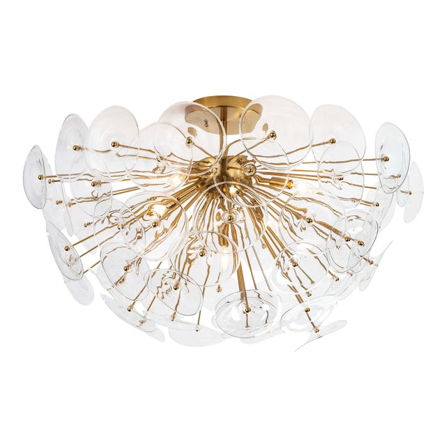 Regina Andrew Poppy Glass Semi Flush Mount in Clear For Sale