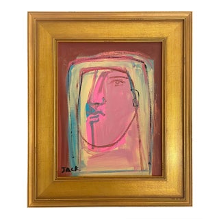 "Lucrezia" Original Cubist Figurative Acrylic Painting by Rebecca Jack For Sale