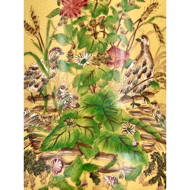 1980s Vintage Chinoiserie Bronze Ormolu Mounted Yellow Porcelain Vase For Sale - Image 5 of 15