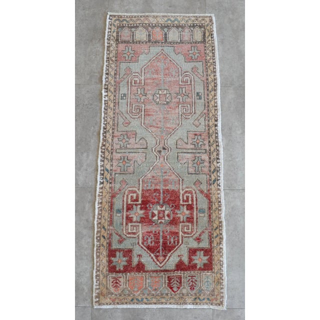 Rococo Hand Knotted Door Mat, Entryway Rug, Bath Mat, Kitchen Decor, Small Rug, Turkish Rug - 1′10″ × 4′6″ For Sale - Image 3 of 6