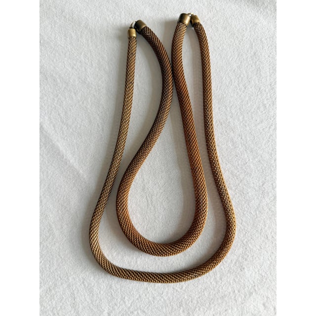 Vintage 1980s Italian Style Bronze Tone Woven Mesh Rope Collar Necklace For Sale - Image 14 of 15