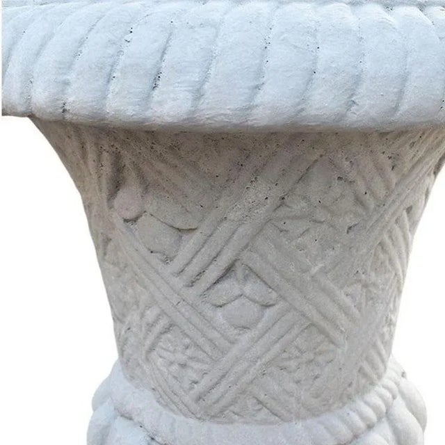 Round Fluted Concrete Basket Weave Garden Planters a Pair Chairish