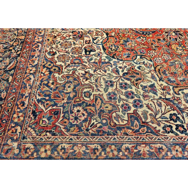 Early 20th Century Persian Kashan Rug, Hand-Knotted Wool, Floral Pattern, Rust & Ivory, 8x10 For Sale - Image 18 of 18