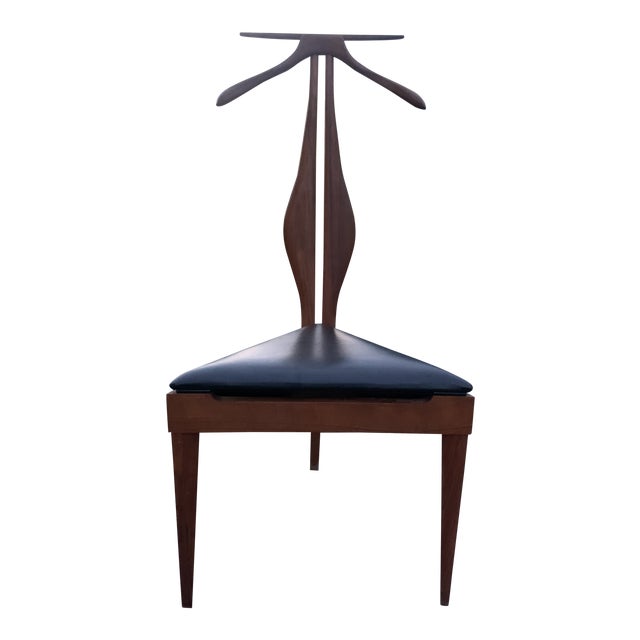 MidCentury Sculpted Walnut Valet Butler Chair Chairish