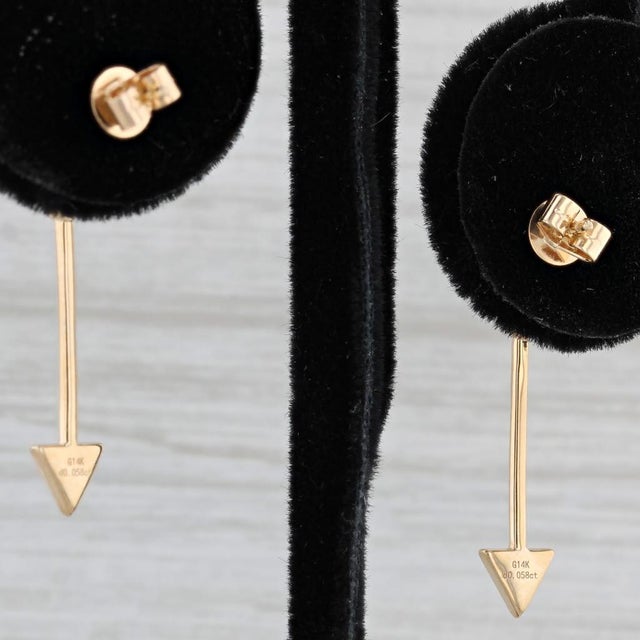 Contemporary New 0.12ctw Diamond Arrow Drop Earrings 14k Yellow Gold - 2 Pieces For Sale - Image 3 of 5