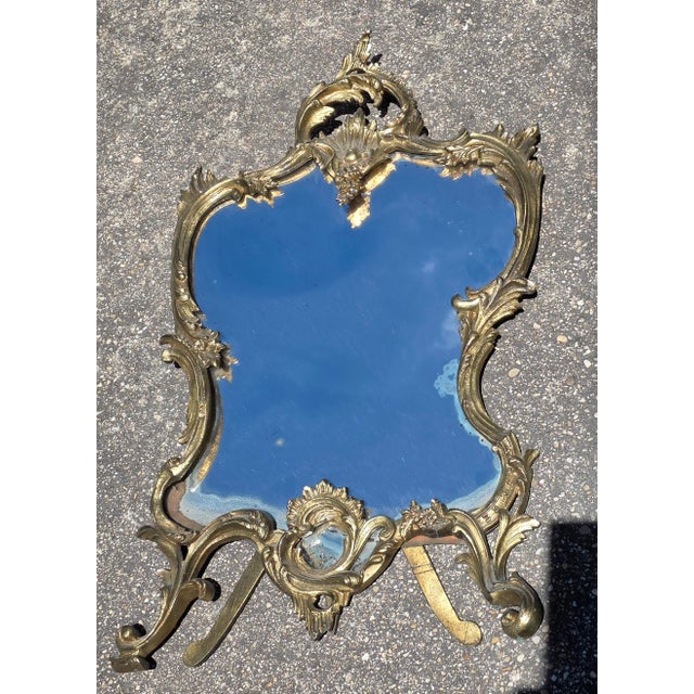 Rococo Gilt Brass Rococo Mirror With Easel Back For Sale - Image 3 of 8