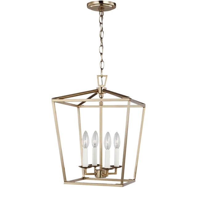 Chapman & Myers By Visual Comfort Studio Dianna 4-Light Small Pendant in Satin Brass For Sale