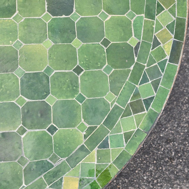 40" Handcrafted Tamegroute Green Moroccan Mosaic Table For Sale In Orlando - Image 6 of 7