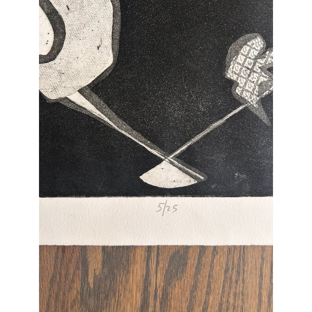 Annette Robyns Signed Etching Mid Century Modern Abstract Surrealist Print For Sale - Image 4 of 6