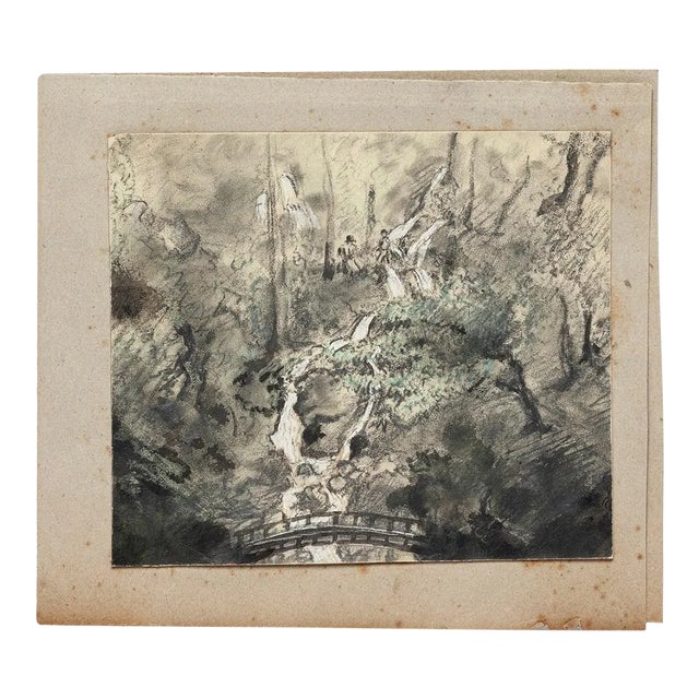 Unknown - the Pond - Original Drawing - 1900s For Sale