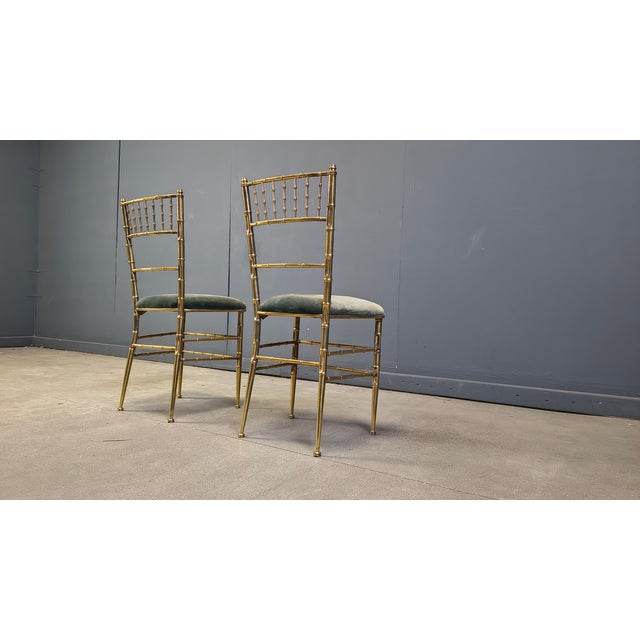 Brass Faux Bamboo Chairs, 1960s, Set of 2, in Very Good conditions. Designed 1960 to 1969