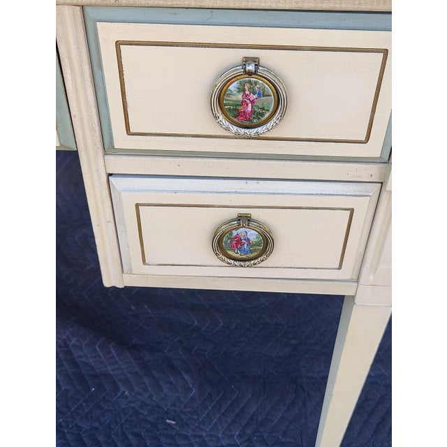 Mid 20th Century Vintage Cream Colored Swedish Style Writing Desk For Sale - Image 5 of 9
