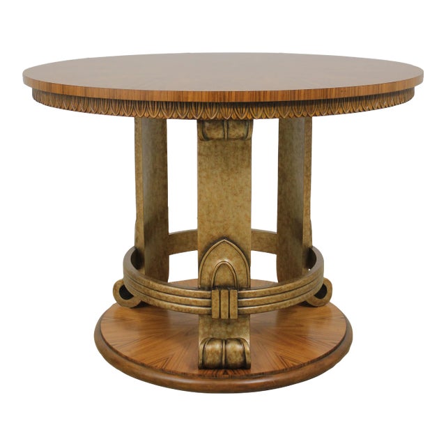 Theodore Alexander Round Walnut High Top Center Table For Sale