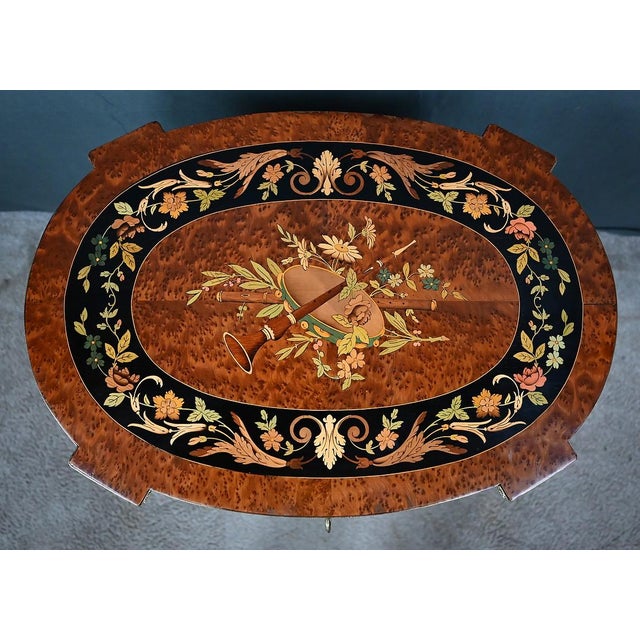 19th Century Antique Napoleon III Marquetry Side Table, 1800s For Sale - Image 5 of 18