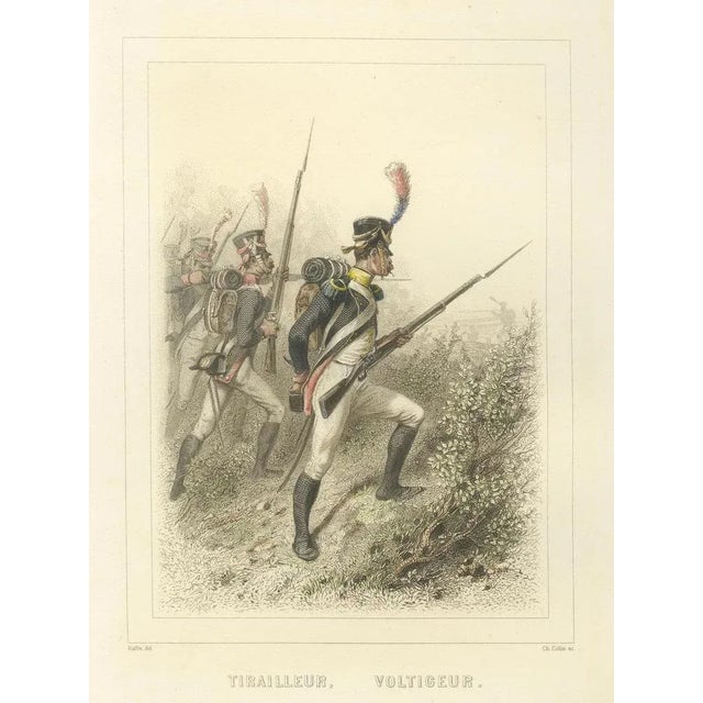 Raffet, Napoleonic Infantry Soldiers: Sapper, Cannoneer, Voltigeur, Fusilier, 1859, Print For Sale - Image 6 of 10