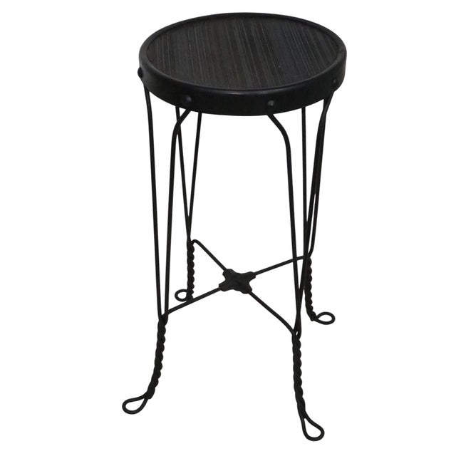 Vintage Counter Height Ice Cream Parlor Style Wrought Iron Stool For Sale - Image 4 of 8