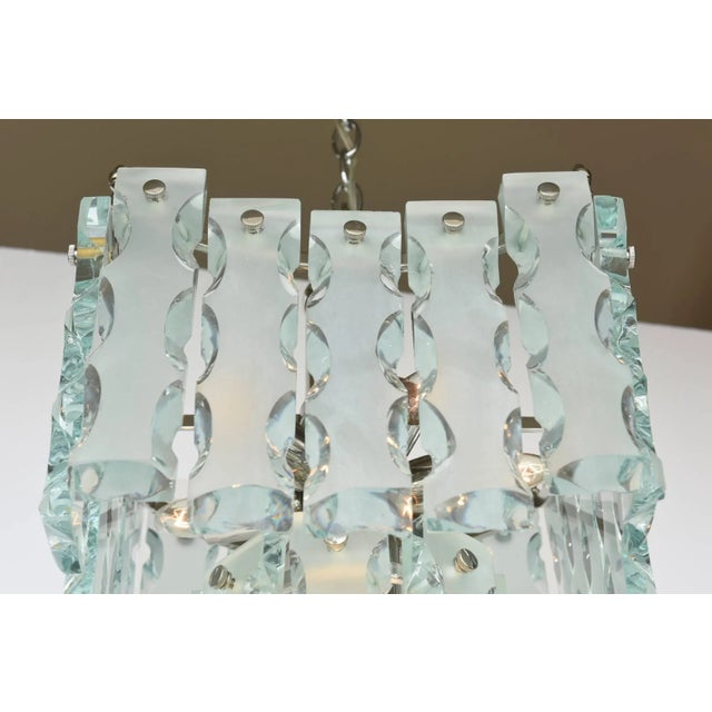 1950s Italian Mid-Century Murano Etched Glass Pendant Chandelier For Sale In Miami - Image 6 of 11