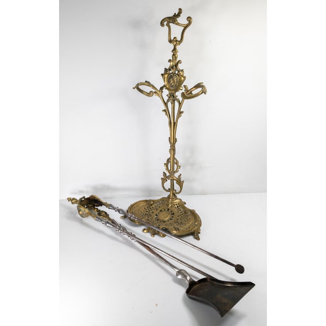 19th Century French or Austrian Bronze Rococo Revival Fireplace Tool Set For Sale In New York - Image 6 of 18