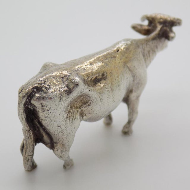 Metal Vintage Italian Handmade Silver Cow Figurine, 1940s For Sale - Image 7 of 12