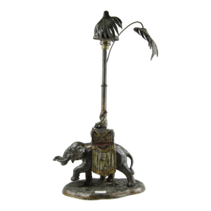 20th Century Jugendstil Cold-Painted Bronze Elephant Rider Table Lamp, Germany