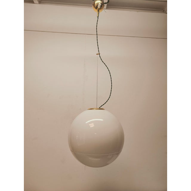 Mid-Century Modern Leucos Suspension with Brass Frame by Roberto Pamio, 1980s For Sale - Image 3 of 16