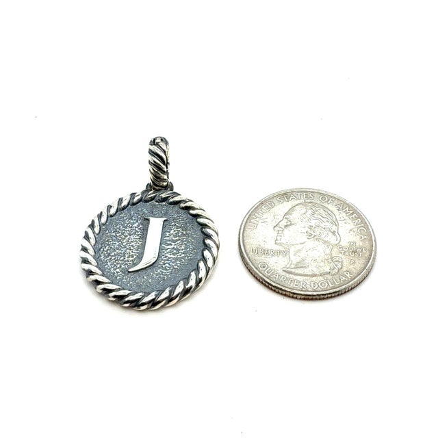1990s David Yurman Letter J Amulet Sterling Silver Estate For Sale In New York - Image 6 of 6
