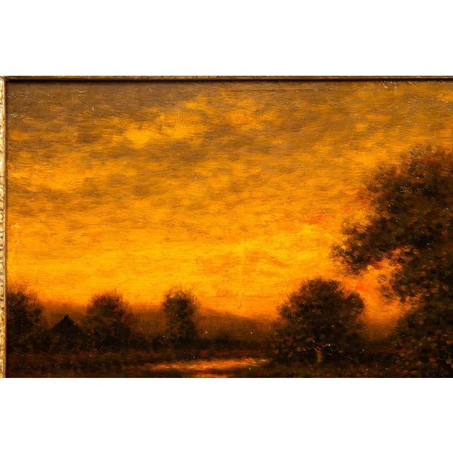 American Antique Oil Painting of Evening Landscape by George W. Drew For Sale - Image 6 of 18