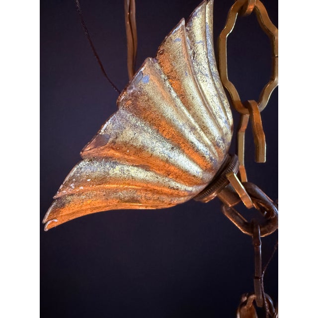 Vintage Italian Gilt Tole Mid-Century Modern Chandlier For Sale - Image 14 of 15