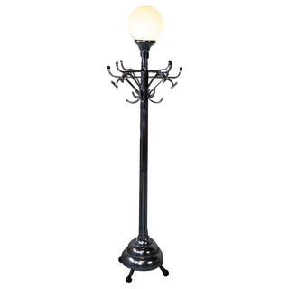 Large Art Deco Coat Rack/Floor Lamp, 1920s For Sale