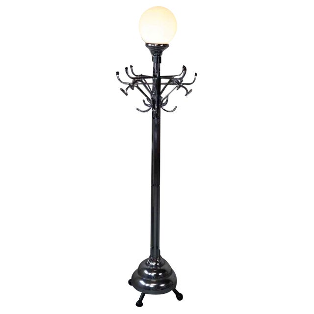 Large Art Deco Coat Rack/Floor Lamp, 1920s For Sale