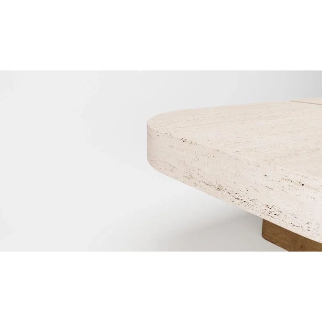 Contemporary Meco Table in Travertine and Smoked Oak by Studio Rig for Collector For Sale - Image 3 of 5
