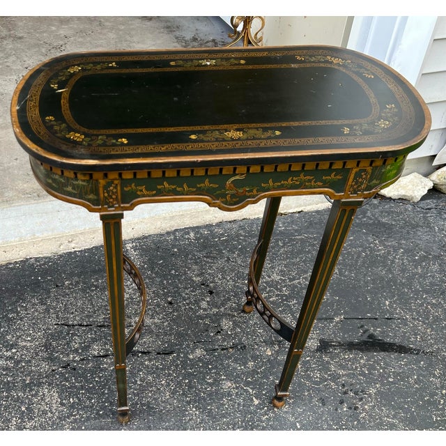 Chinoiserie Antique Asian Chinoiserie Japanned Table For Sale - Image 3 of 12