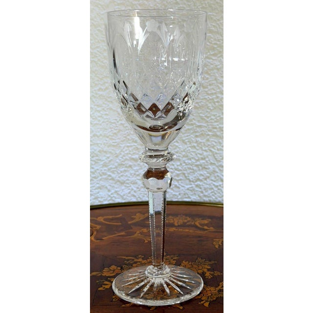 Rogaska Queen Crystal Water Goblets Set of 4 Cut Floral 9.25" Slovenia For Sale In Dallas - Image 6 of 11